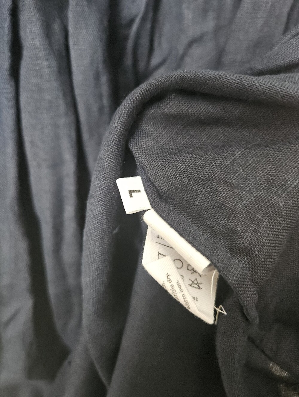 Sleeper. 100% linen atlanta midi dress in navy blue, large - Picture 11 of 14